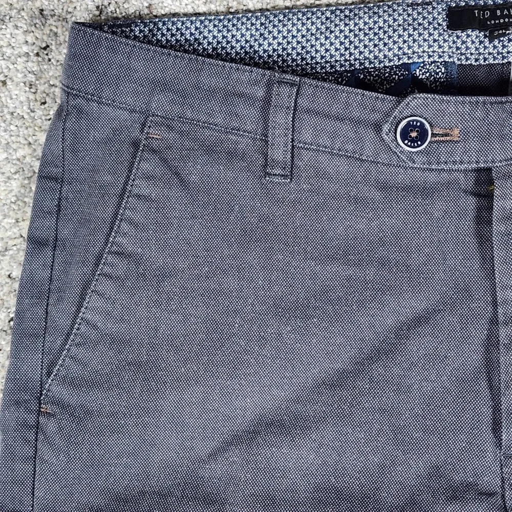 Ted Baker Chino Pants Mens 34L Slim Fit Micro Pattern Charcoal Grey Like New